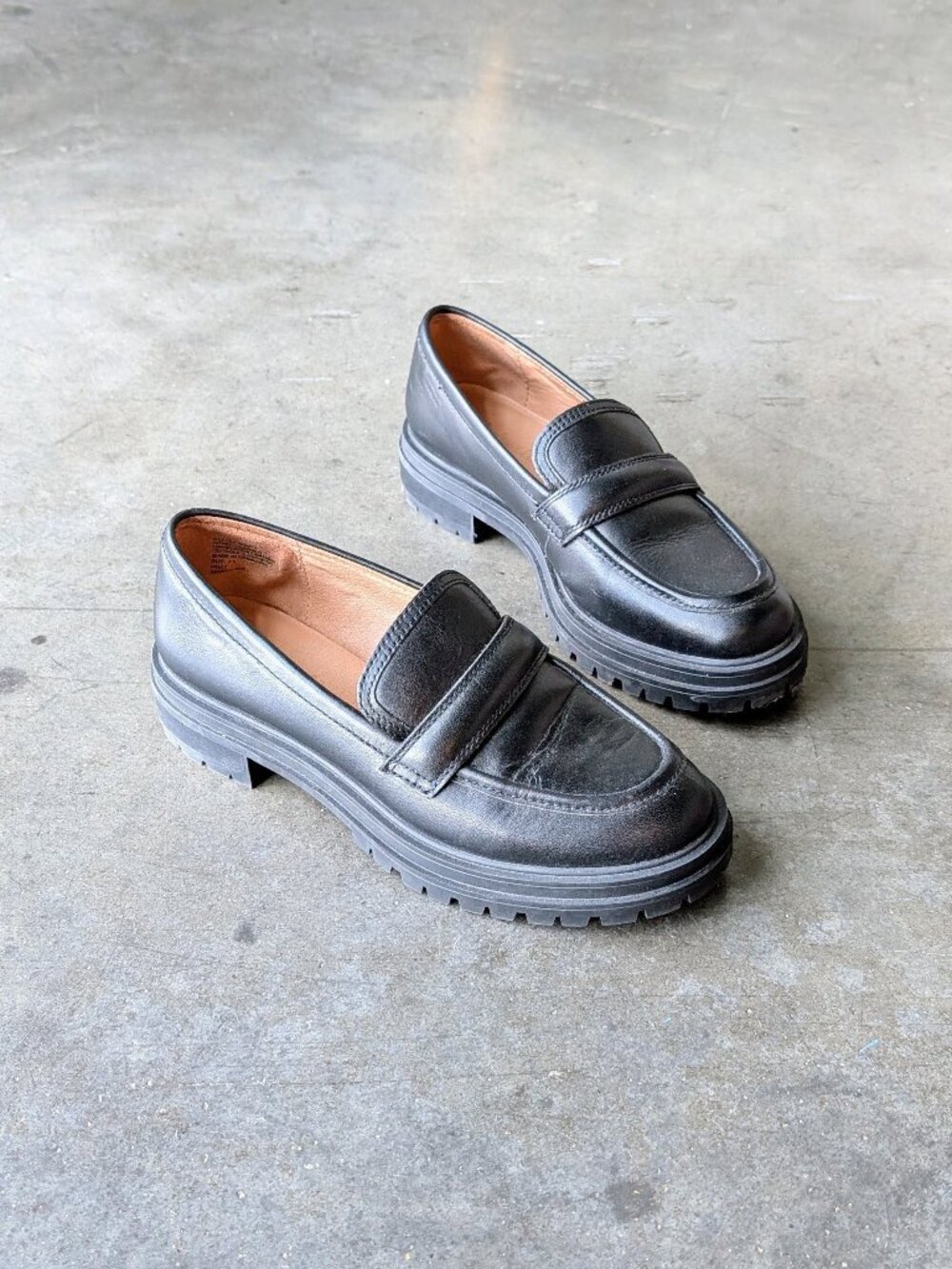 Madewell Bradley Lugsole Loafer in True Black Leather size 7.5 - Picture 1 of 9